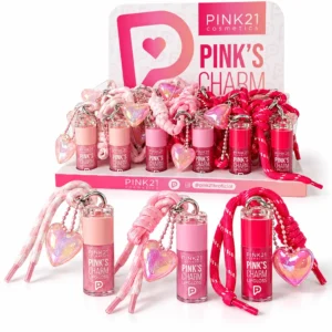Pink 21 Pinks Charm Lipgloss com Chaveiro para Celular - CS7088 - Box 24 Un