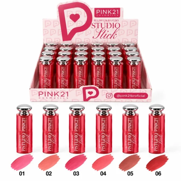 Pink 21 Studio Stick Blush em Bastão - CS6908 - Box 24 Un