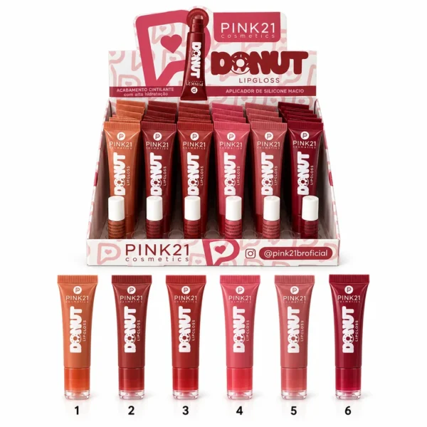 Pink 21 Donut Lip Gloss - CS7116 - Box 24 Un