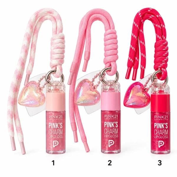 Pink 21 Pinks Charm Lipgloss com Chaveiro para Celular - CS7088 - Box 24 Un